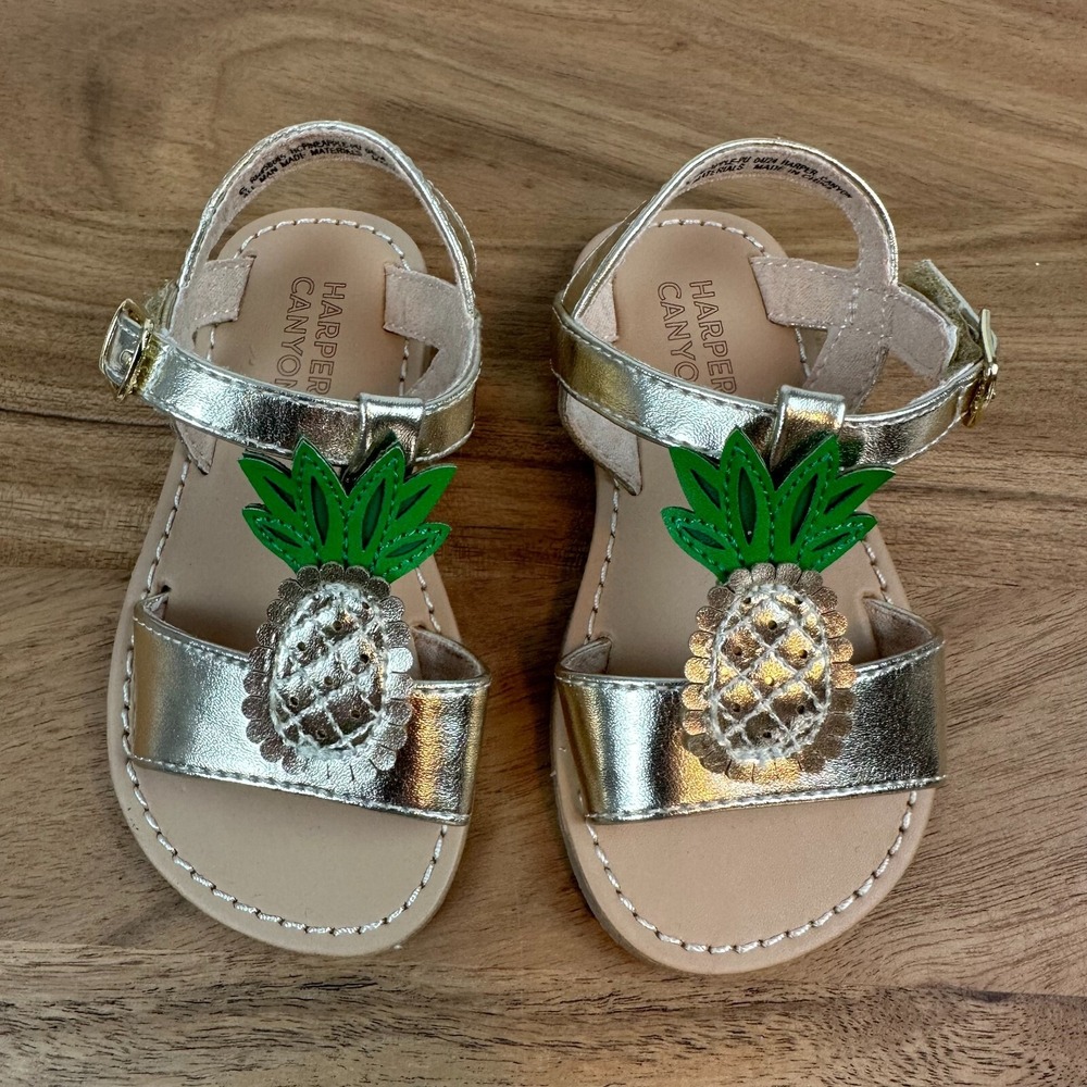 New Little Kids Harper Canyon Pineapple Gold Strappy Comfort Sandals Size 6 C